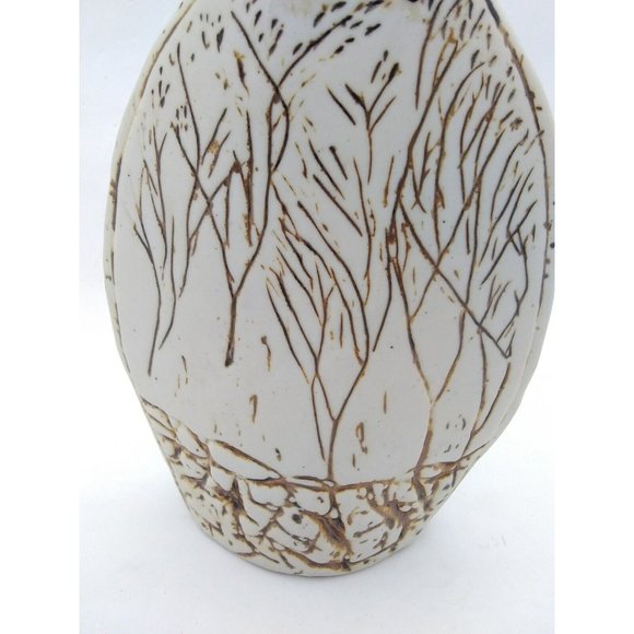Tenmoku Malaysia Pottery unmarked oval nature inspired leaf/tree imprint vase - Picture 7 of 12
